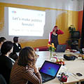 Jana intorducing the program of the seminar in Prague, Czech Republic